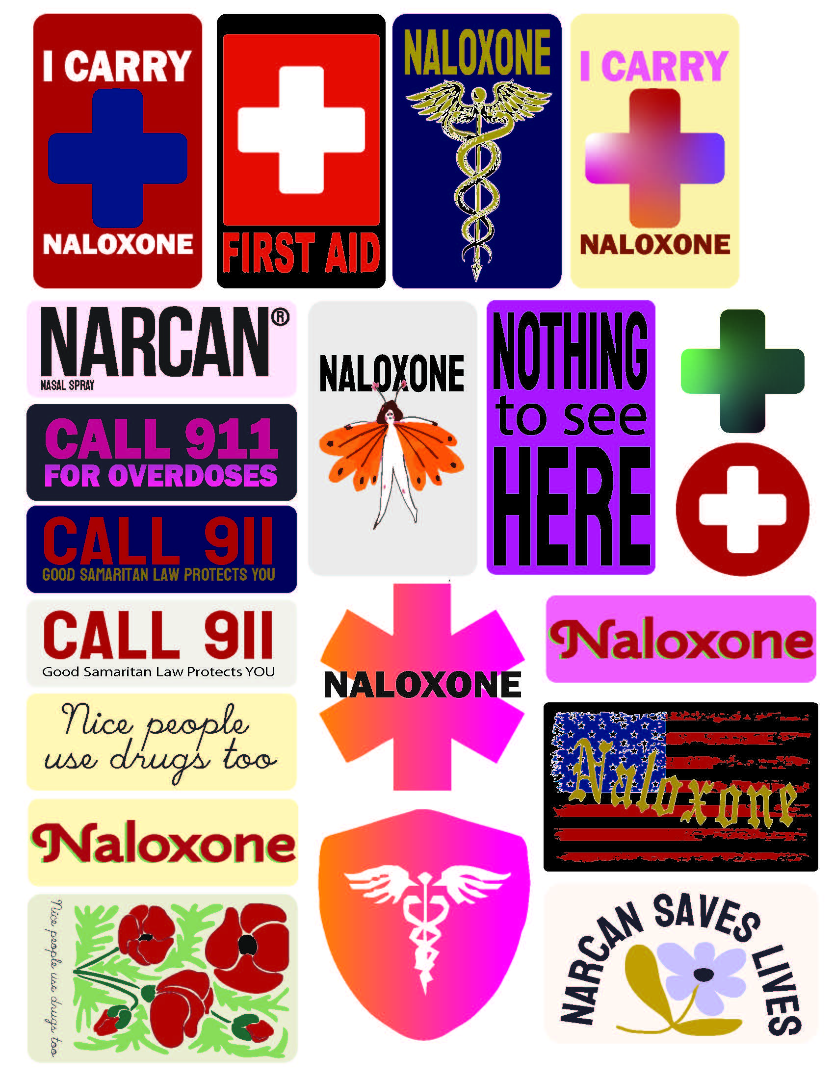 Narcan messaging stickers